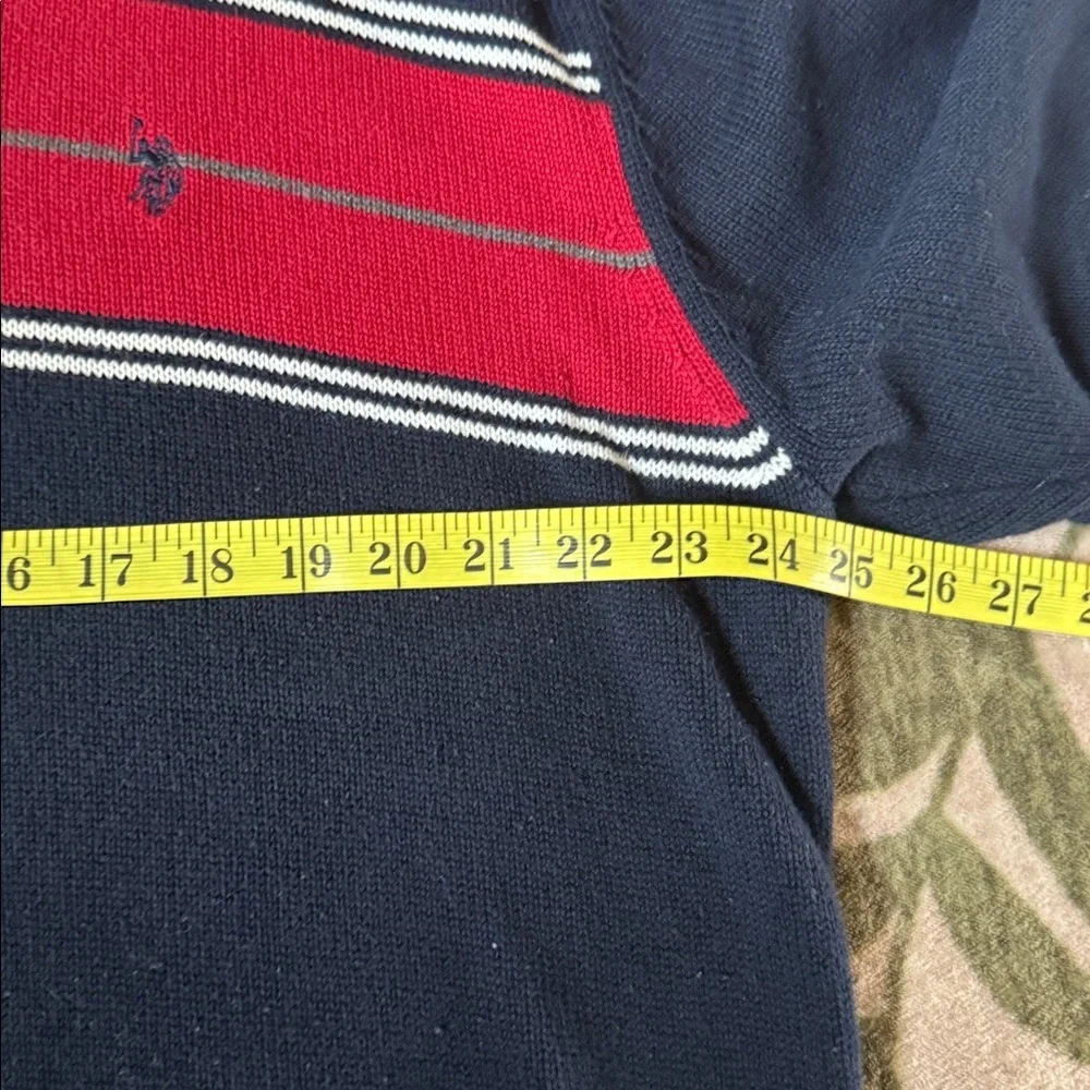 US Polo ASSN 1/4 Zip Pullover Long Sleeve Blue Red Striped Sweater Mens XXL